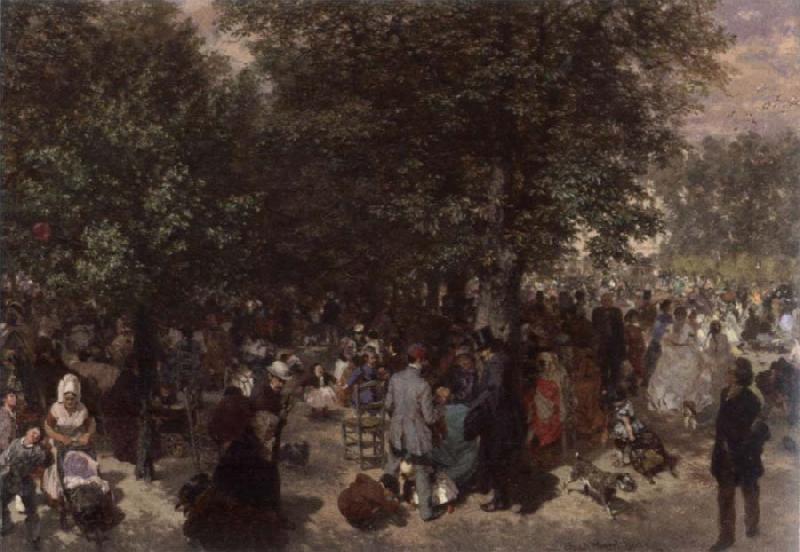 Adolph von Menzel Afternoon in the Tuileries Garden France oil painting art